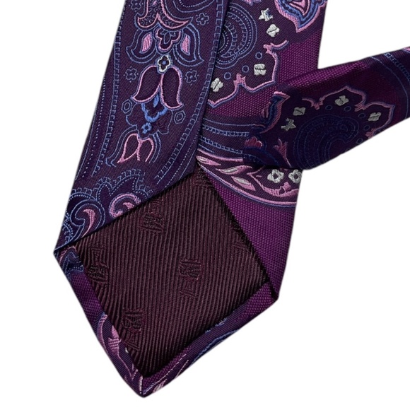 DION Purple Paisley Silk LUXURY Tie HANDMADE CANADA - Picture 4 of 4